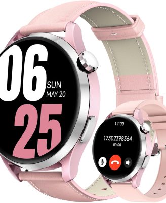 Smart Watch for Women, 1.32" AMOLED Display, Pink Fitness Tracker with Call Function, 170+ Sports Modes, Heart Rate Monitor, 5ATM Waterproof